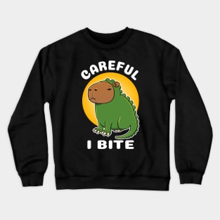 Careful I bite Capybara Dinosaur Costume Crewneck Sweatshirt